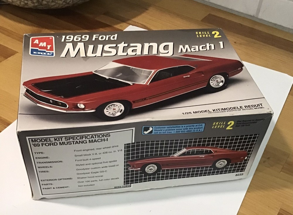 AMT ERTL '69 Ford Mustang Mach 1 Skill Level 2 1:25 Model Kit 8233 For Parts