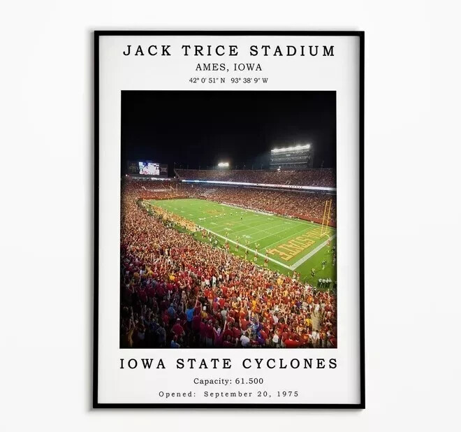 Jack Trice Stadium - Iowa State Cyclones Wall Art Minimalist Print Poster Decor