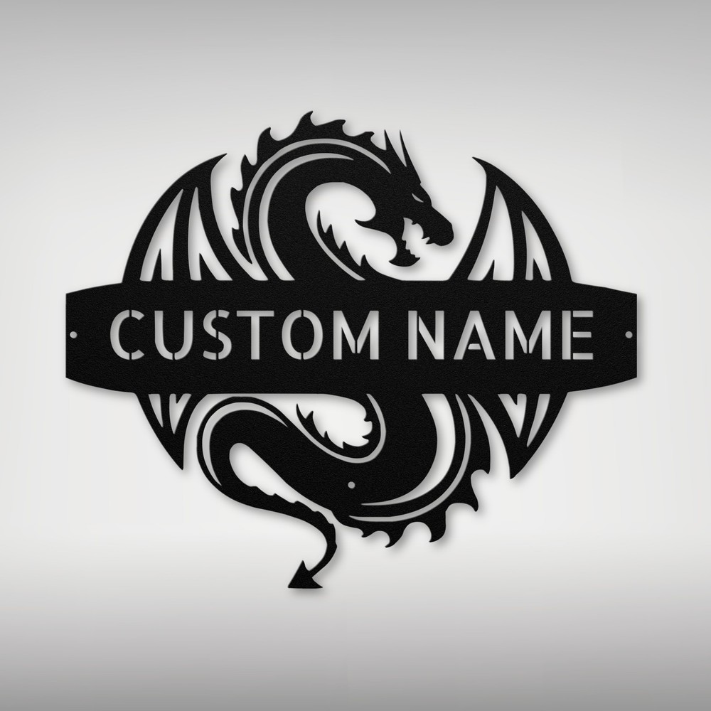 Personalized Dragon Metal Sign Custom Wall Decor Gift for Fantasy Lovers