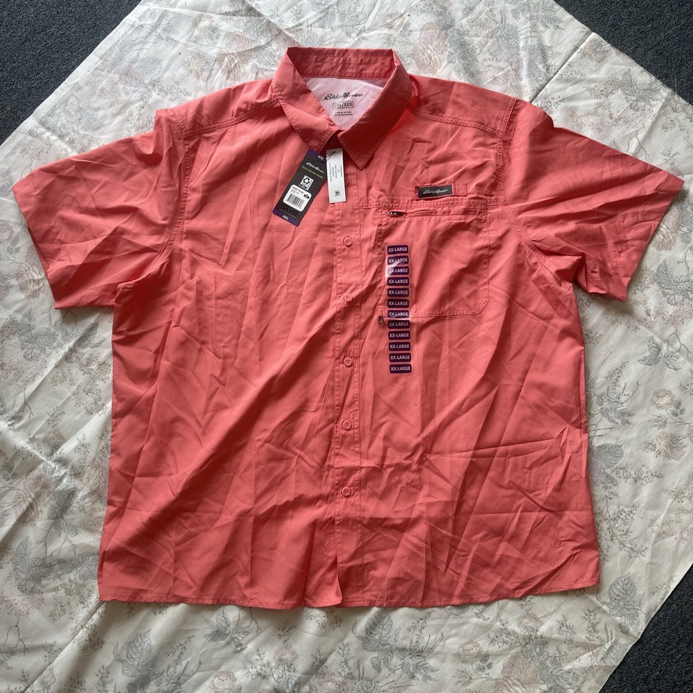 EDDIE BAUER Tech Woven Shirt UPF Tea Rose Mens Size XX-Large  new with tags