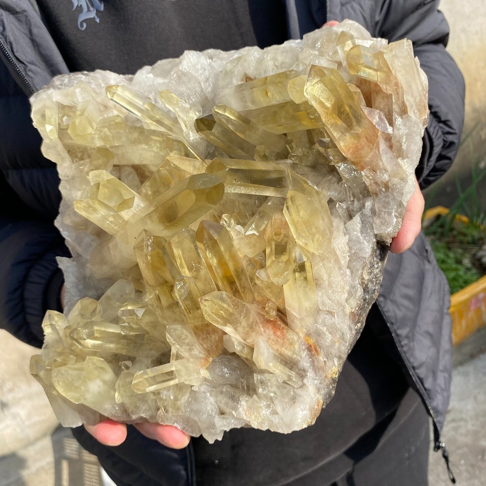 11.1lb Clear Natural Citrine Quartz Crystal Cluster for Healing and Energy