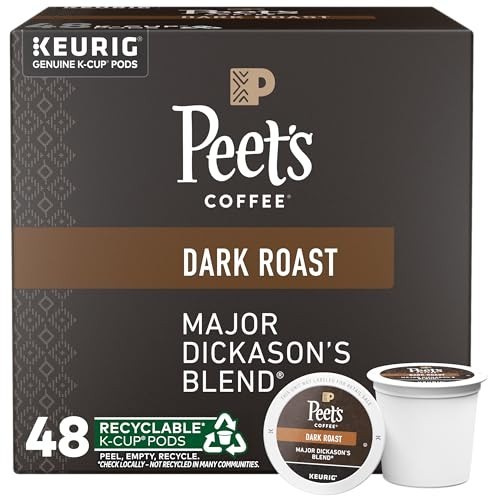 Peet's Coffee, Dark Roast Keurig K-Cup Pods ,48 Count ,1 Box of 48 Pods.