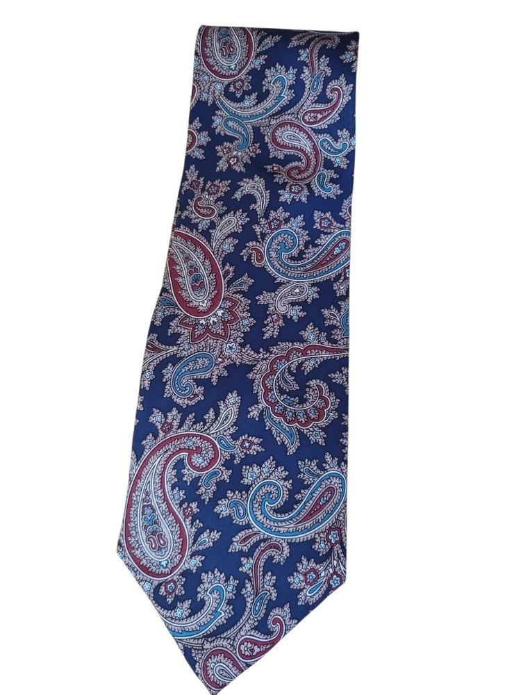 Vintage Christian Dior. Paisley Silk Tie USA Blue Burgundy White