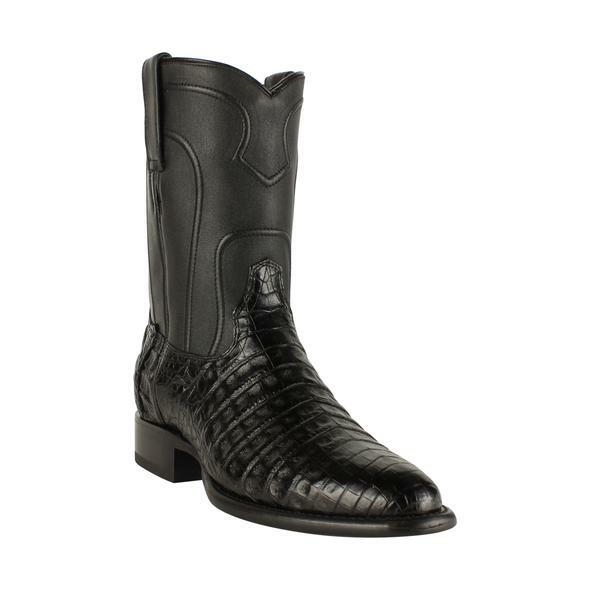 Los Altos Black Caiman Crocodile Belly Roper Western Round Toe Boot EE 698205
