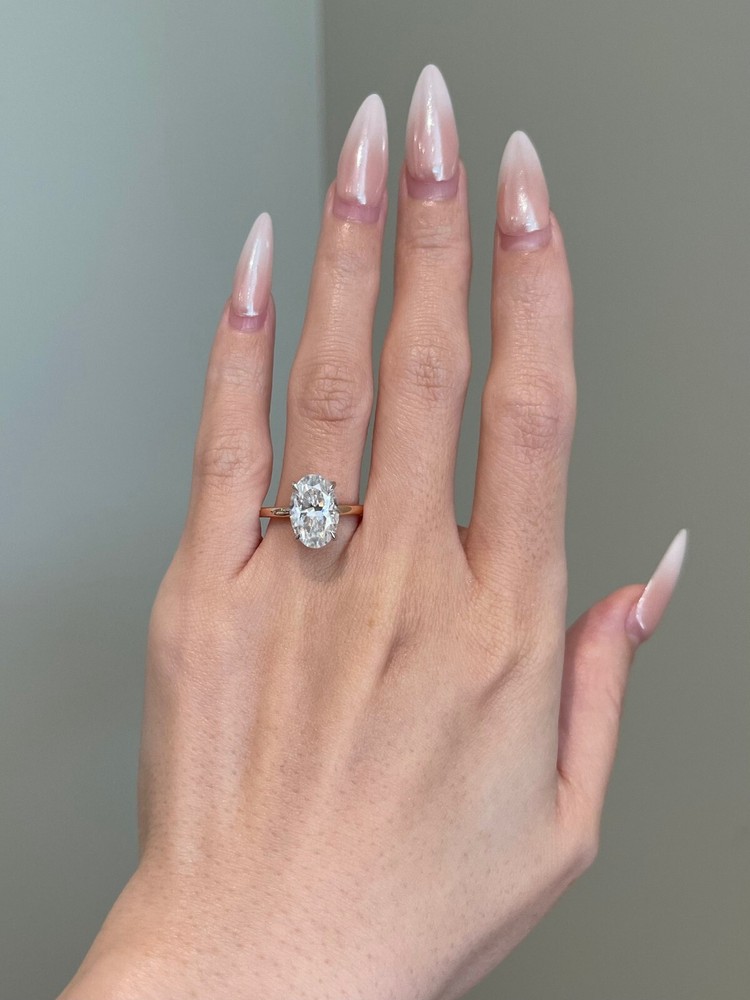 4CT Oval Solitaire Diamond 925 Sterling Silver Ring for Girlfriend