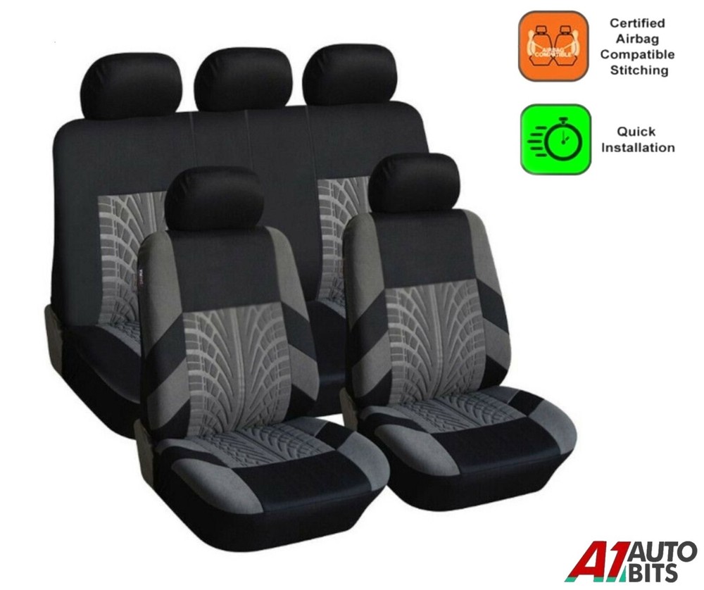 Car Seat Covers Protectors Grey Black Full Set Fabric For Audi A3 A4 A6