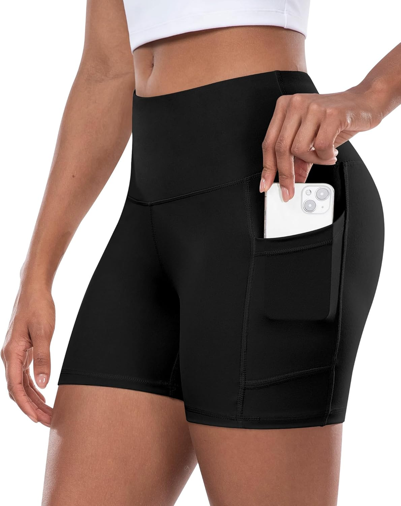 High Waisted 5-Inch Yoga Shorts with Tummy Control & Pocket for Women