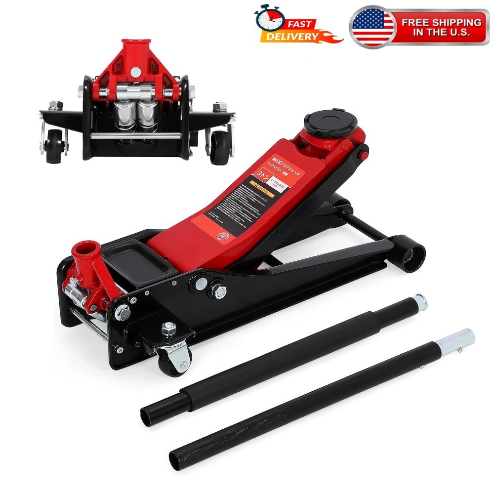 3 Ton Low Profile Hydraulic Floor Jack w/ Dual Pump Hydraulic Racing Floor Jack
