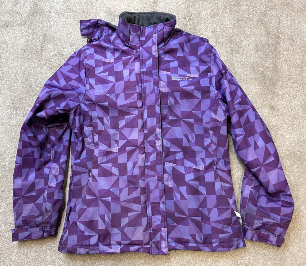 MOUNTAIN WAREHOUSE Ladies Coat Purple Print Padded Hooded Ski Jacket UK Size 12