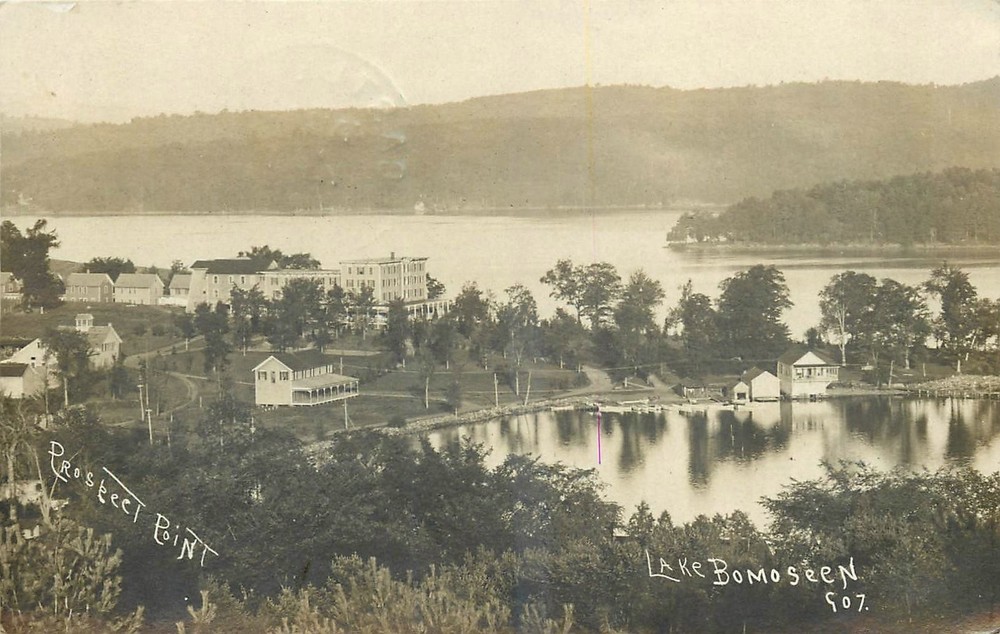1909 Lake Bomoseen Vermont Birdseye View RPPC Postcard 25-8573