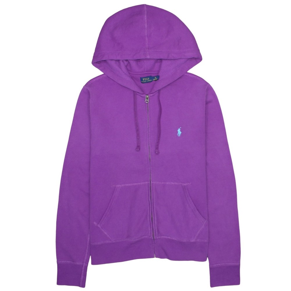 Polo Ralph Lauren Womens Hoodie Purple Fleece Full Zip Hooded Embroidered XL