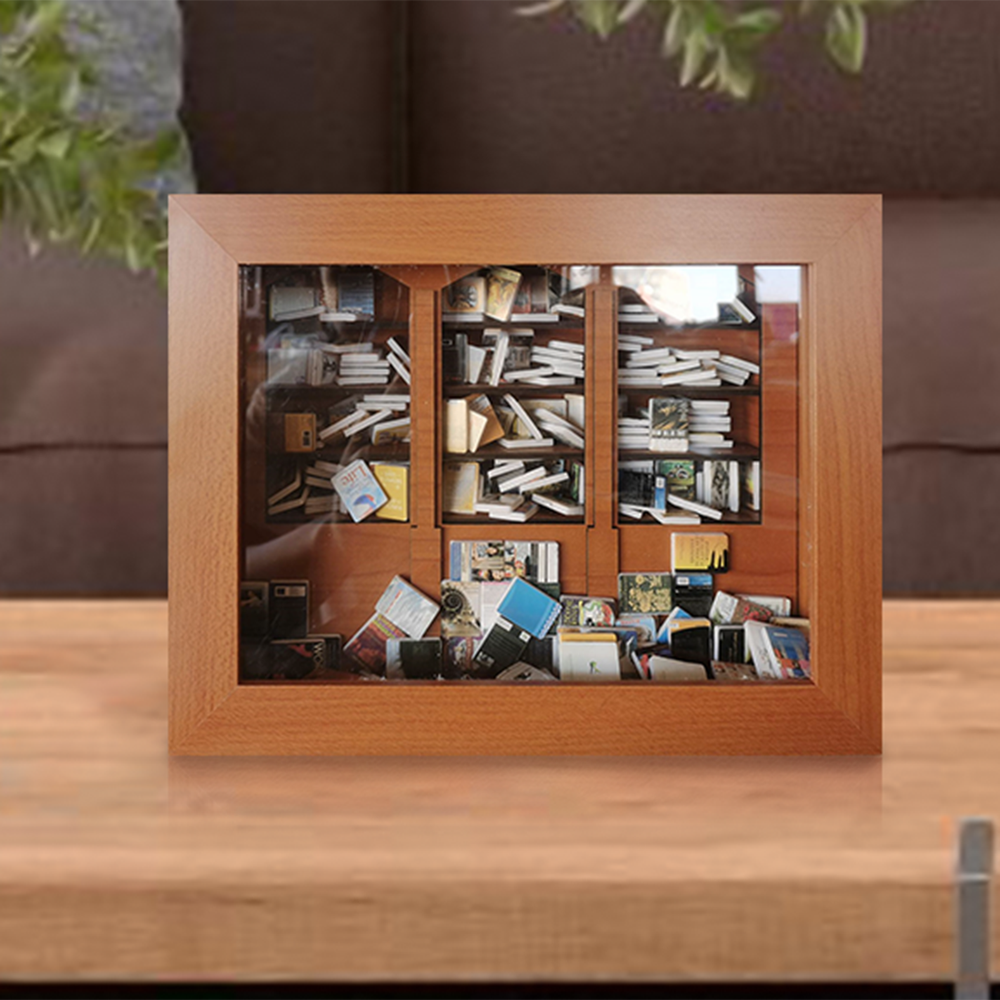 Shake Away Your Anxiety Bookshelf Wooden Miniature Bookshelf Decor 200 Books