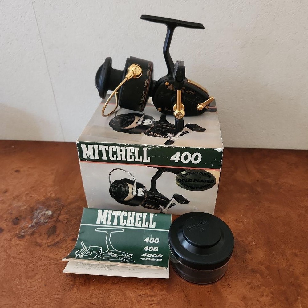 Mitchell 400G Spinning Reel Black Gold 1989 Limited Edition Vintage Rare Color Fishing Collectible
