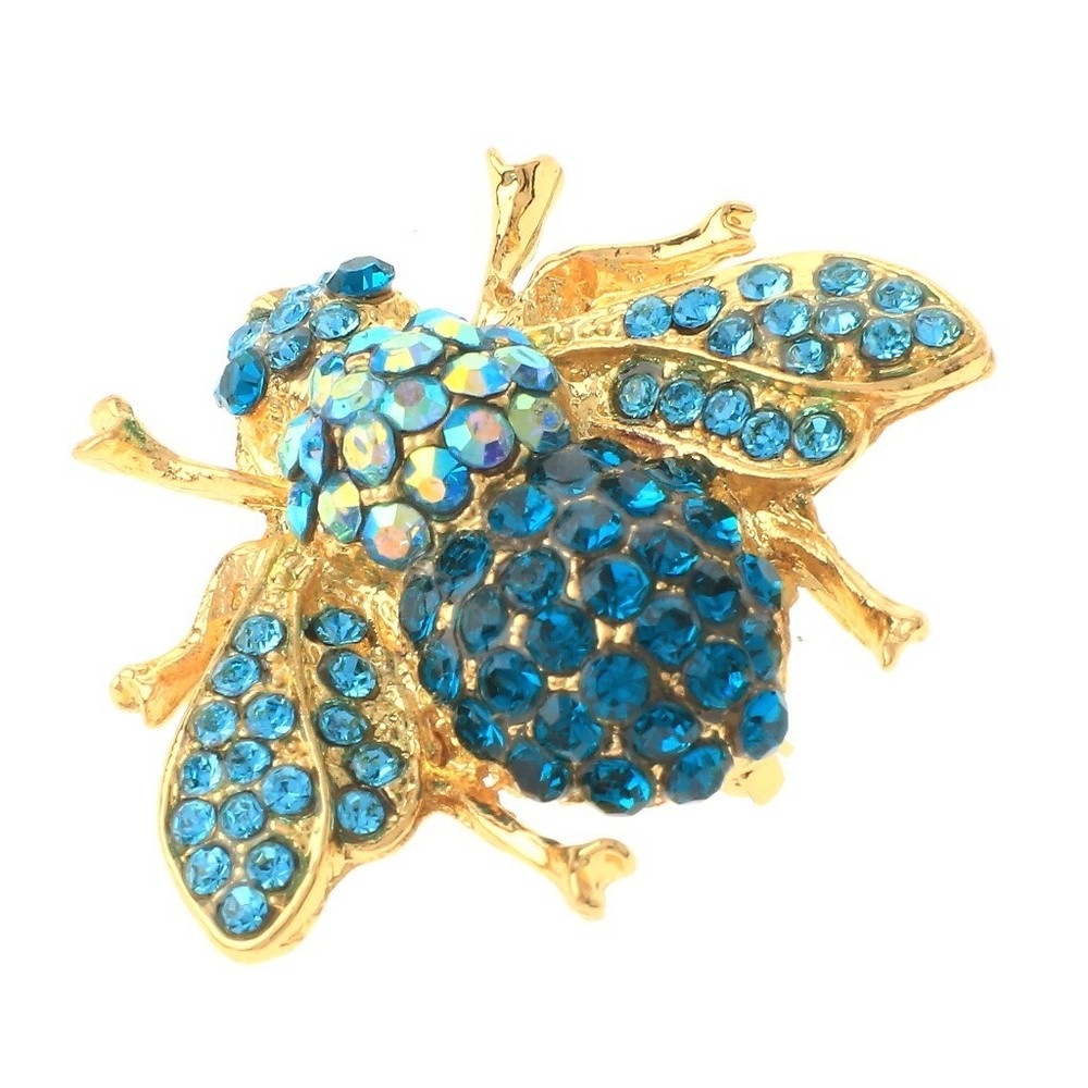 Gold Tone Rhinestone Bee Brooch P1066-BLZ Elegant Metal Pin