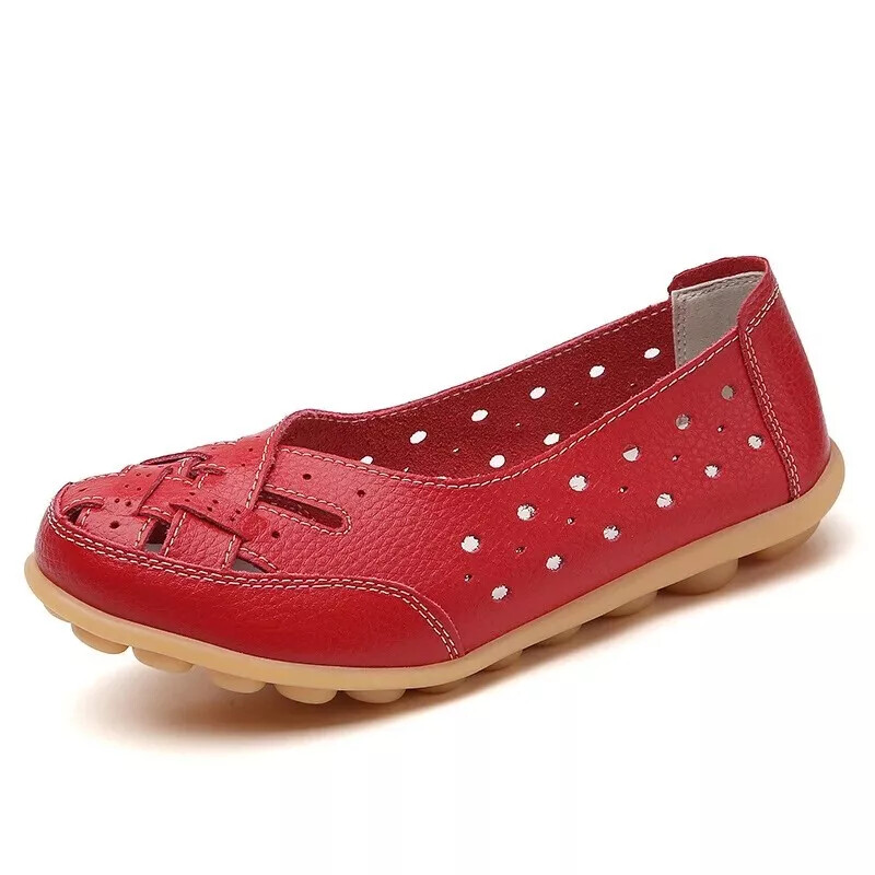 Womens Slip On Leather Loafers Walking Driving Casual Moccasins Shoes Flats Size