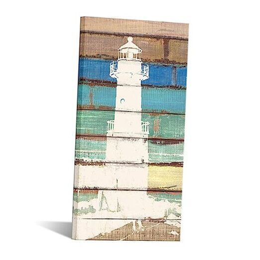 Coastal Wall Art Lighthouse Ocean Canvas Paintings Sea Picture Vintage