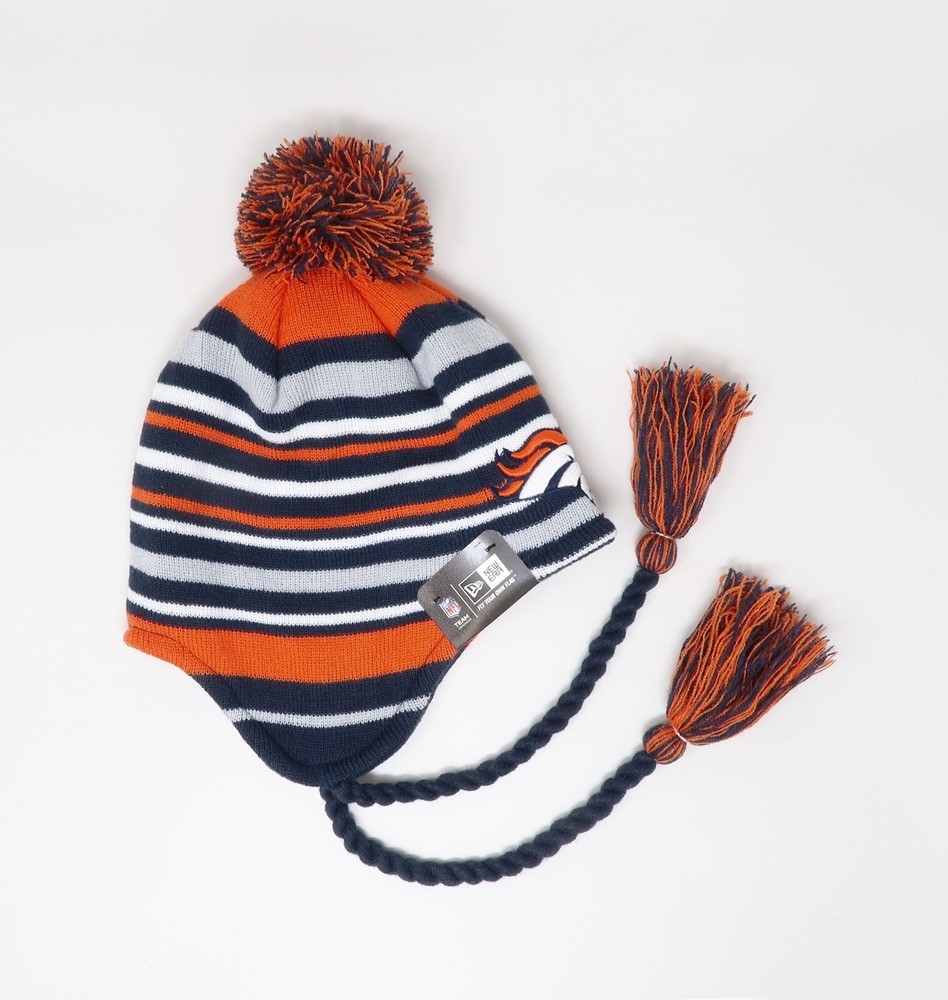 NEW ERA Men Women Denver Broncos Beanie Multi-Color Tassels Roaring Knit Hat