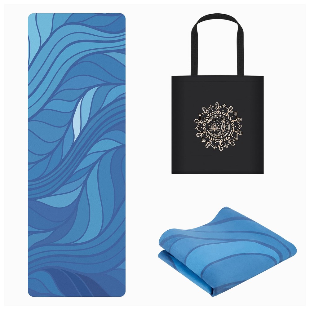 Travel Yoga Mat, Non-slip Foldable Travel Fitness Mat With Carry Bag for Yoga...