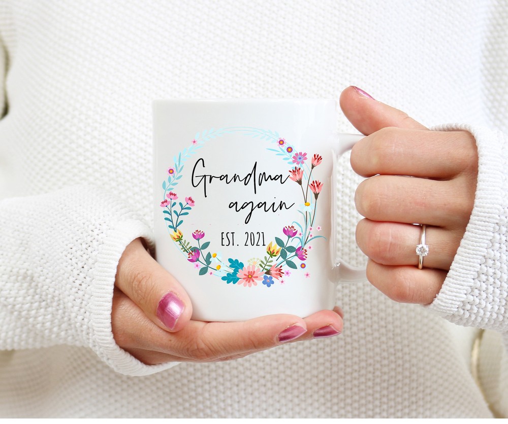 Grandma Again Est 2021 Mug Grandma Gifts Personalized Grandma Mug Second Baby