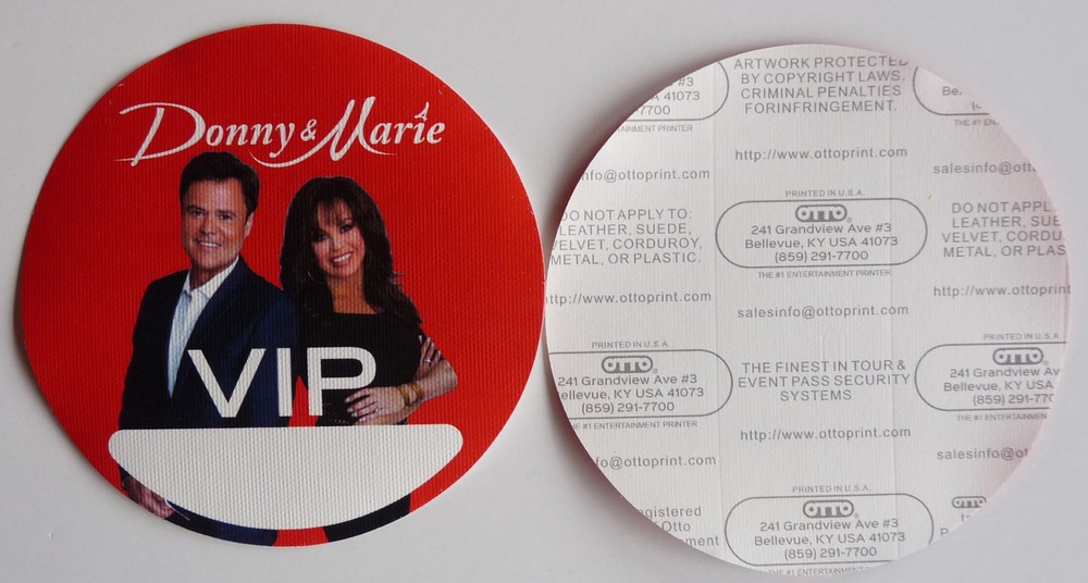 Donny & Marie 2000 Concert Tour Red VIP Backstage Pass D21