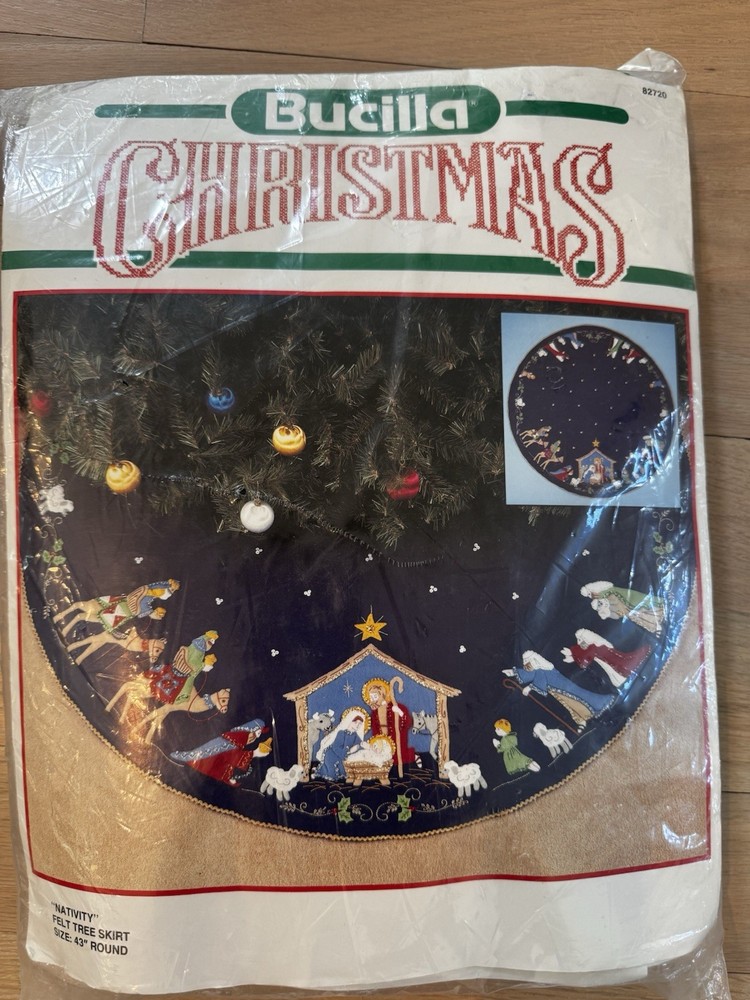Bucilla Christmas Nativity Felt Applique Tree Skirt Kit 82623 43 Inch
