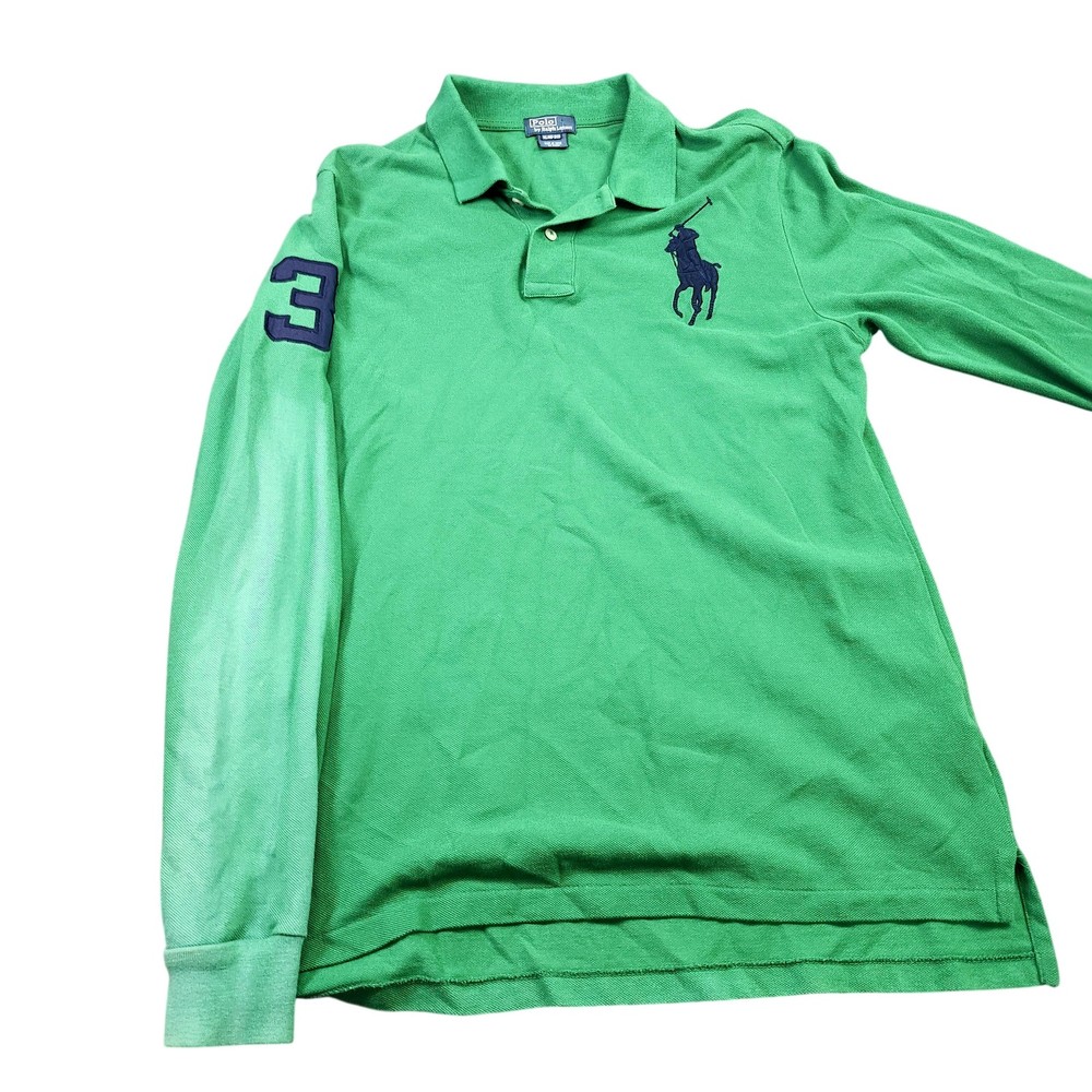 Polo By Ralph Lauren Polo Shirt Boys XL 18-20 Green Long Sleeve Big Pony 3