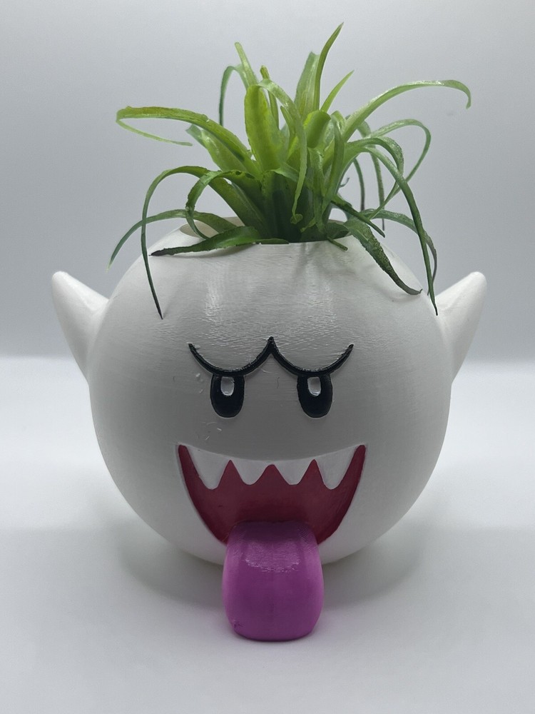 King Boo Mario Flower Succulent Pot Planter 3D Printed Hand Painted WYSIWYG