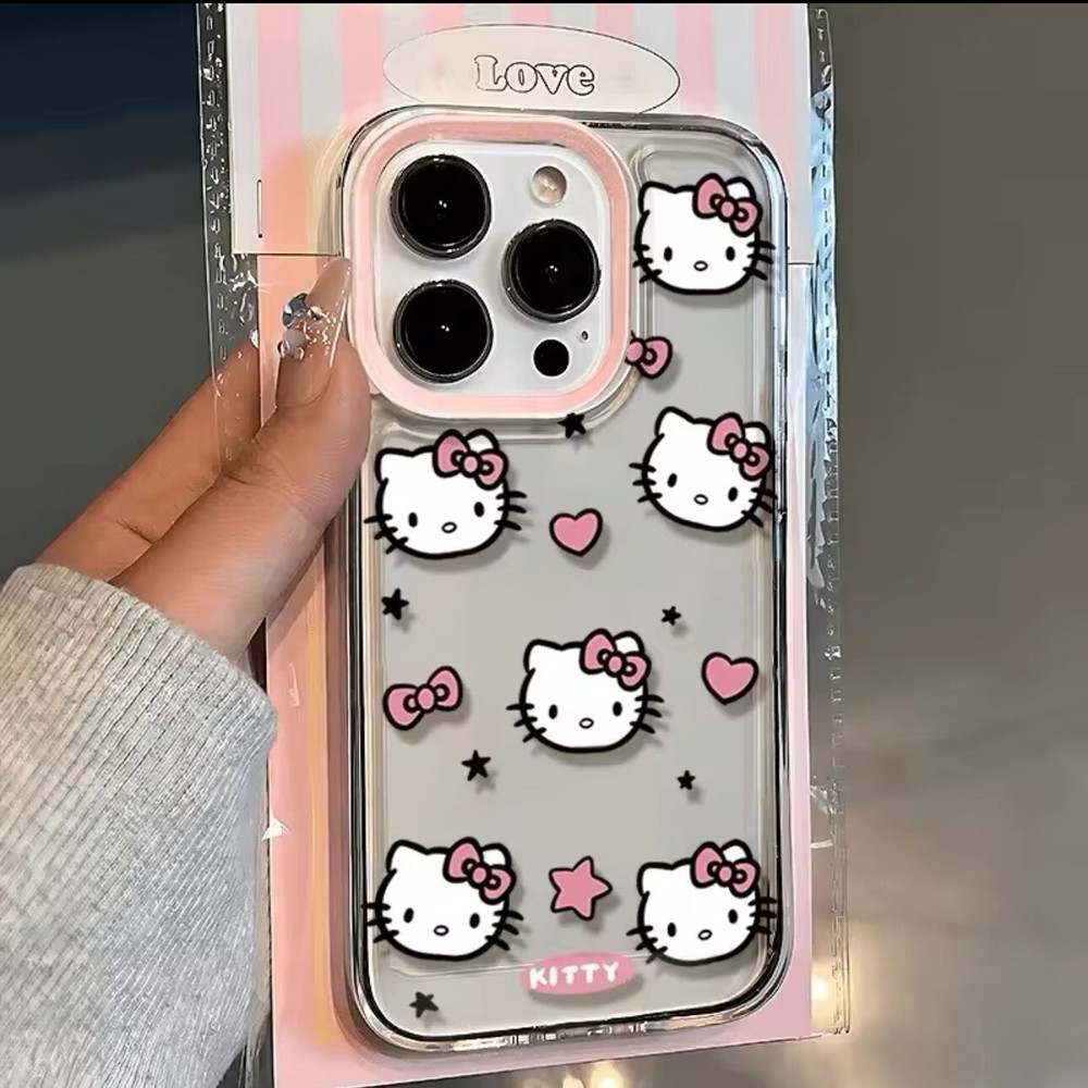 Hello Kitty Love Face Pink Bow Phone Case For IPhone 16 15 14 12 13 11 Pro Max X