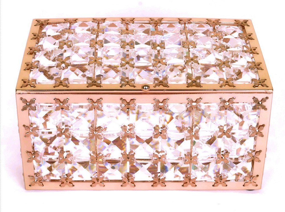 Elegant Rose Gold Jewelry Box with Glass Lining