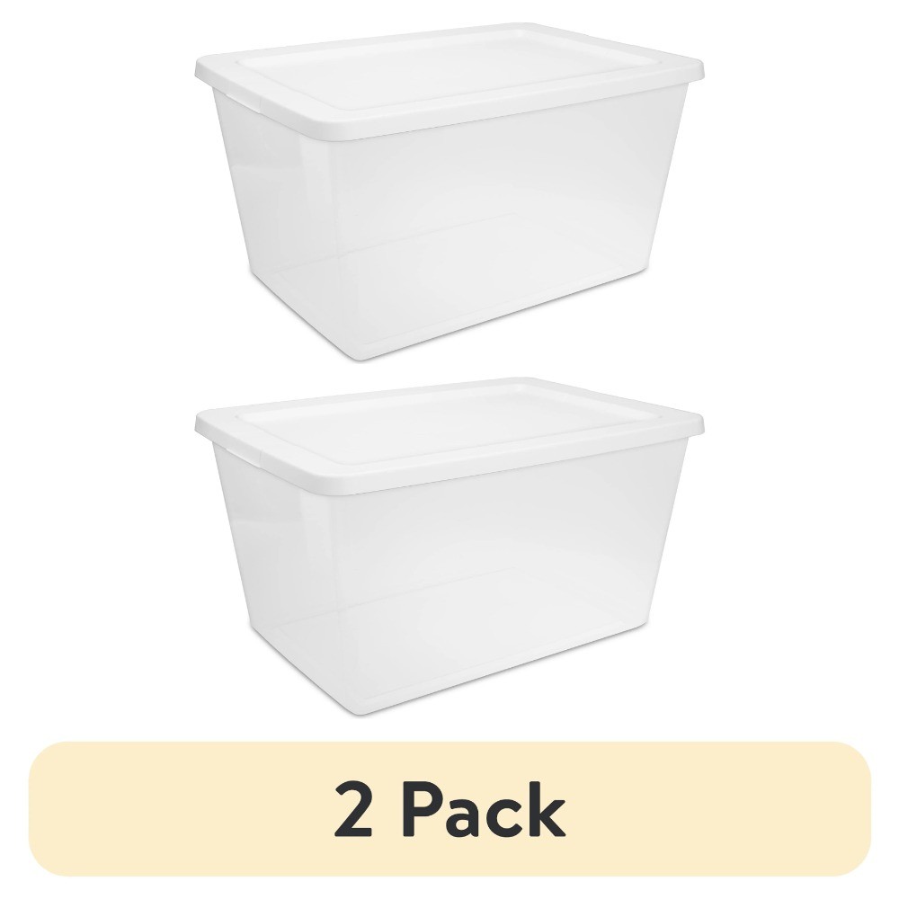 2-Pack 58 Qt Clear Storage Bins with Snap-On Lids