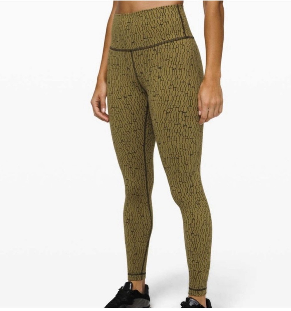 Lululemon Wunder Under High-Rise Tight Leggings Geometric Dark Olive 2