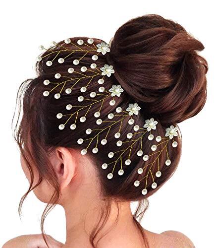 Artificial Flowers Bridal Hair Pins Clips Accessories For Women & Girls Pack 6