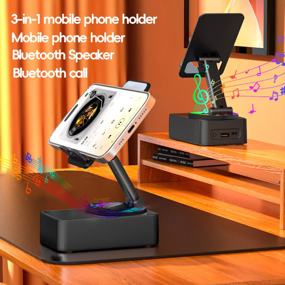 3 in1 Bluetooth Audio Power 360° Phone Holder,Bluetooth Audio Power Bank Bracket