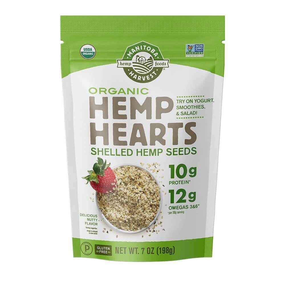 Organic Hemp Seeds, 7oz; 10g Plant Based Protein and 12g Omega 3 & 6 Per Srv ...
