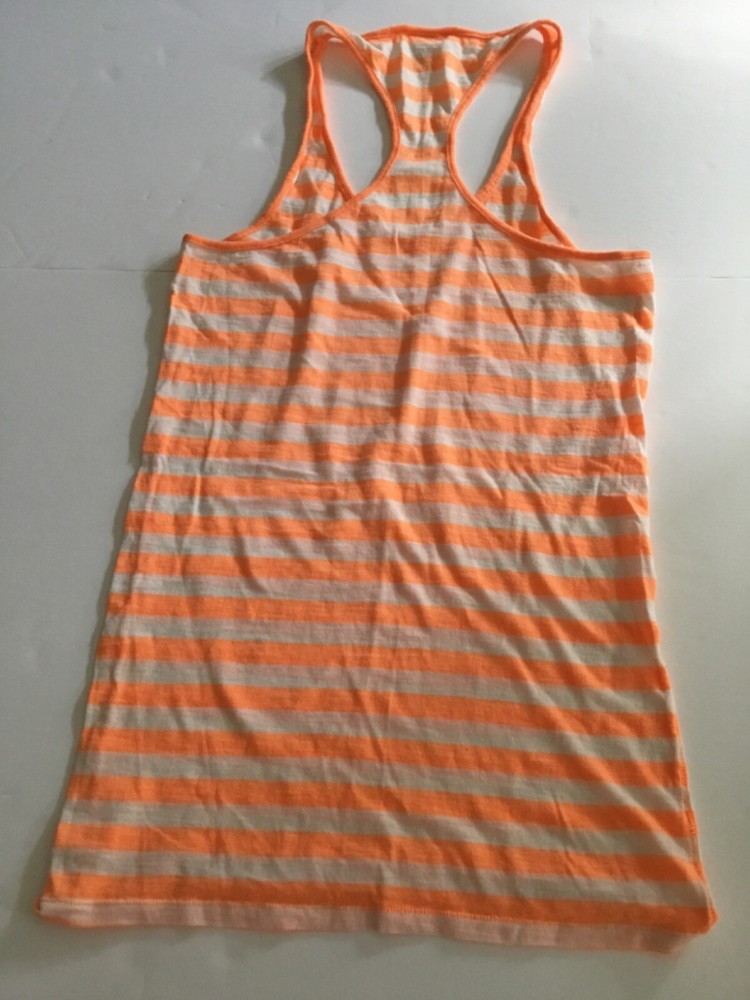 Racerback jersey. Orange/white stripe. S-P. Pink