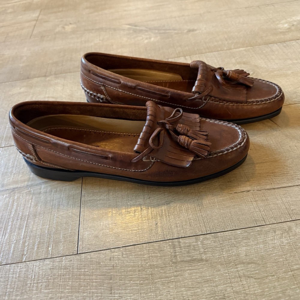 Johnston & Murphy Passport Chestnut Leather Tassel Loafers preppy office 11.5 N
