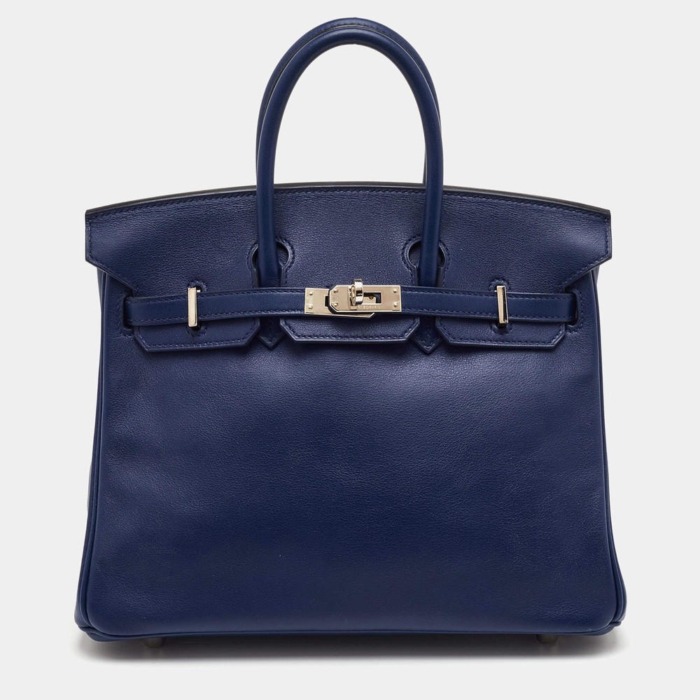 Hermes Birkin 25 Palladium Finish Bleu Saphir Swift Leather Tote