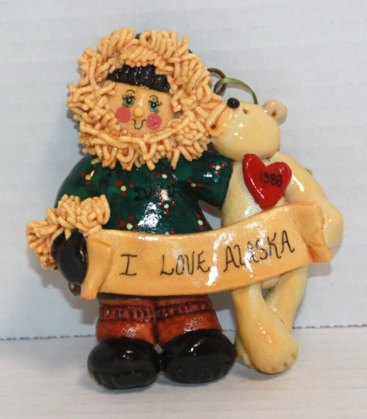 Vintage Salt Bread Dough Eskimo & Polar Bear Alaska 1988 Christmas Ornament