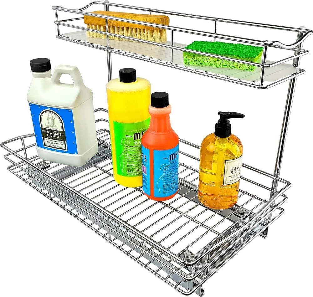 Versatile Sliding Shelf Organizer for Under Sink Storage - 11.5
