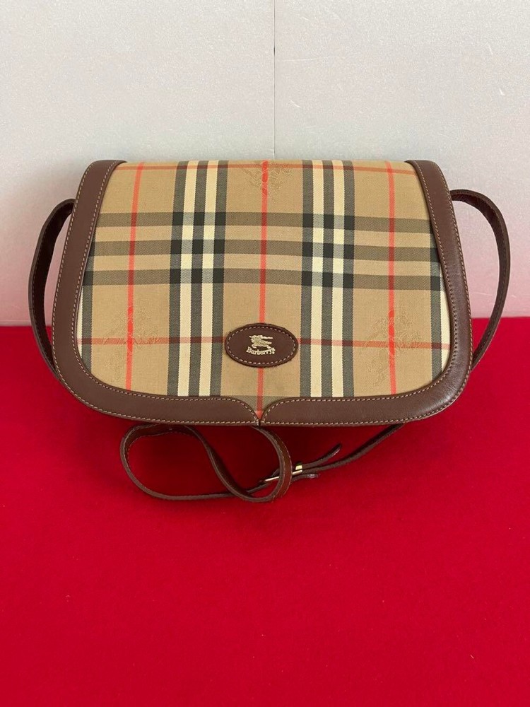Burberry Shoulder Bag Nova Check Canvas Beige Authentic F0807249