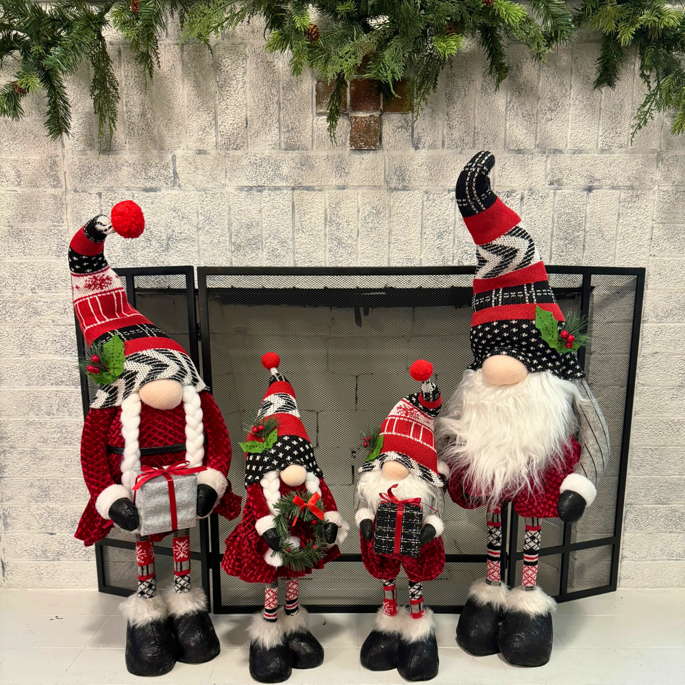 Christmas Holiday Decor Gnome Family Telescope Legs 4 PCS
