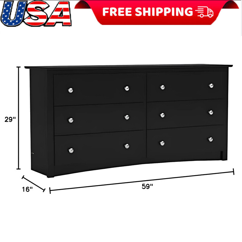 Traditional 6-Drawer Double Dresser - Wide Bedroom Chest Storage-image