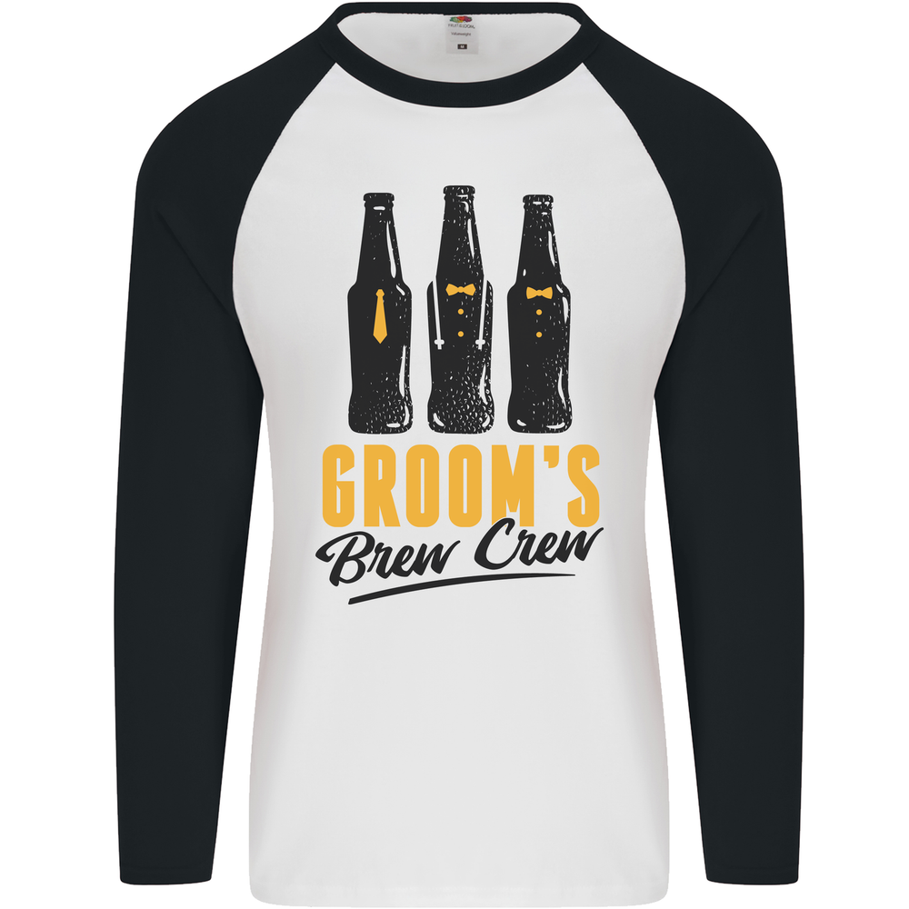 Grooms Brew Crew Beer Stag Long Sleeve Baseball Tee
