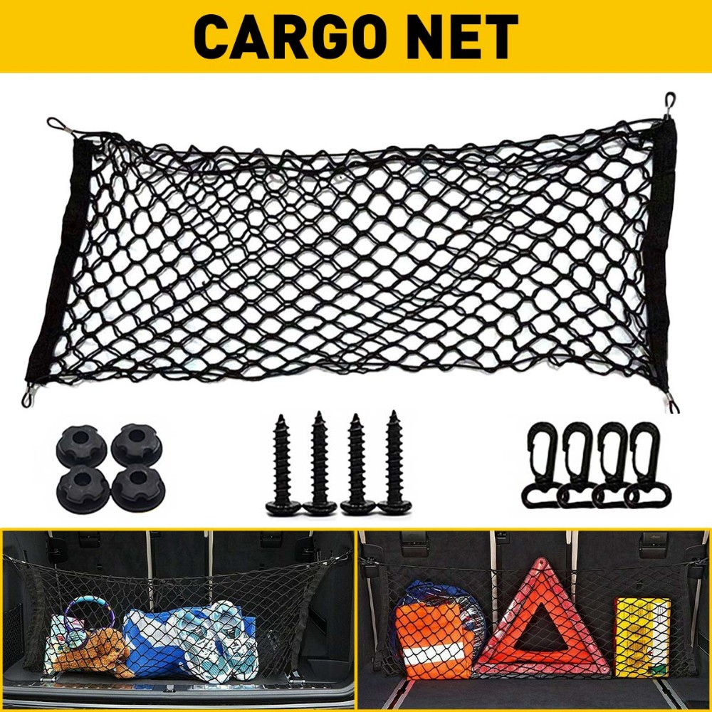 Universal Envelope Trunk Cargo Net with Storage Bag Hook for Car Rear
