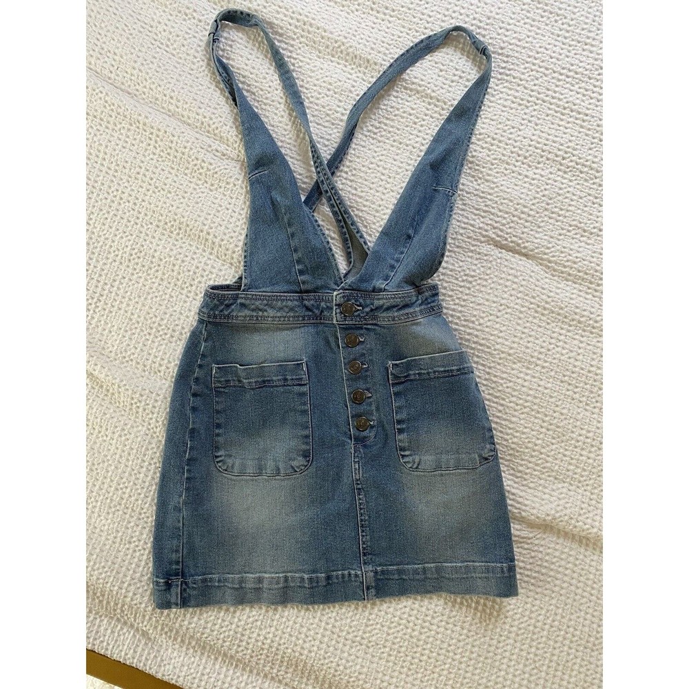 Free People Old School Love Jumper Retro Denim Overalls 2 EUC