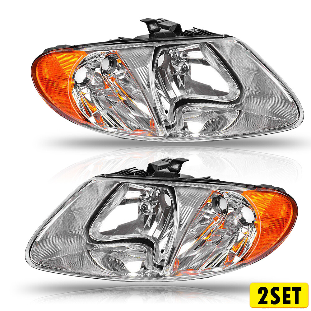 2Set Black Headlights Lamp Fits 01-07 Dodge Caravan Chrysler Town&Country LH+RH
