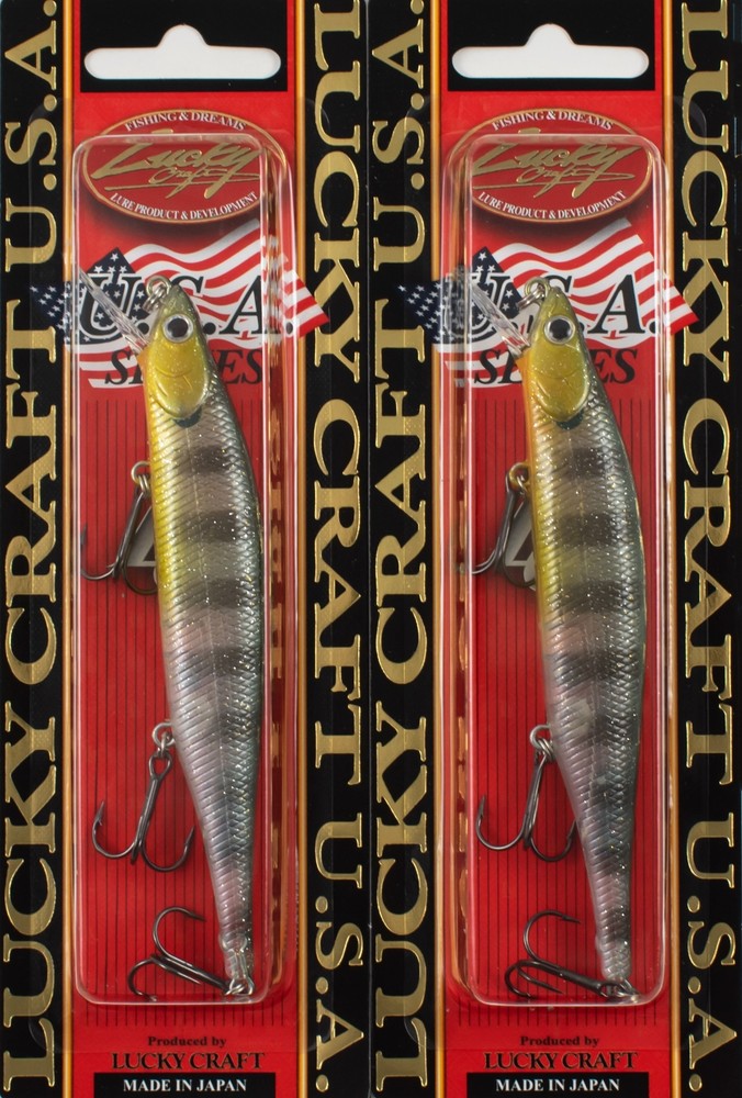 (LOT OF 2) LUCKY CRAFT LIGHTNING POINTER 110SP 1/2OZ LPT110SP-180 FLK GLD A7221