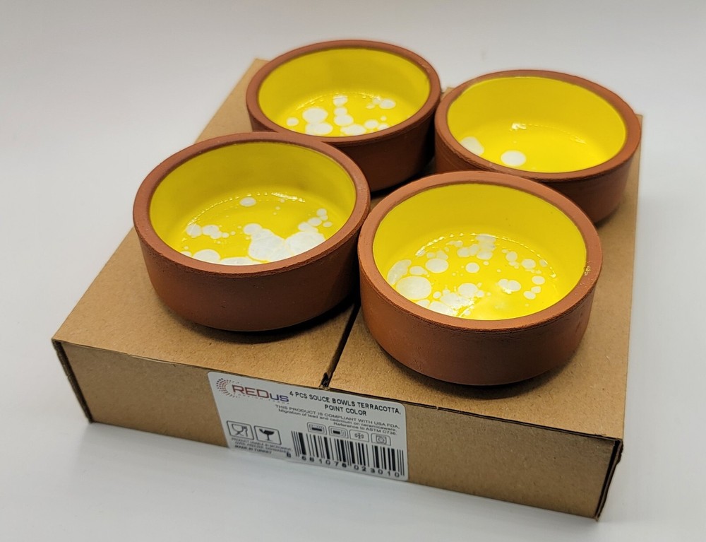 Brand NEW 4Pcs Terracotta Bowls Sauce Serving Dipping Cooking CLEARANCE SALE !!-image