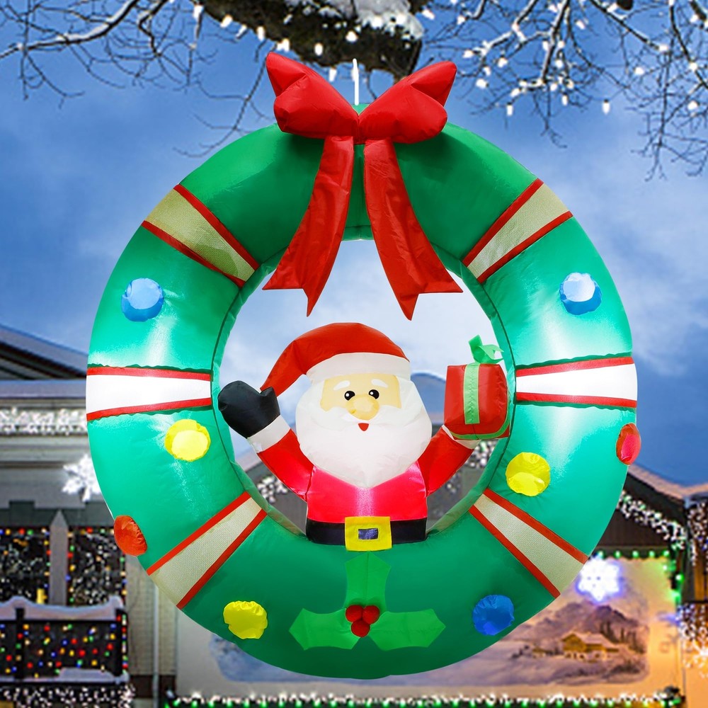 3ft Christmas Inflatables Blow Up Yard Decorations, Inflatable Santa Claus Si...