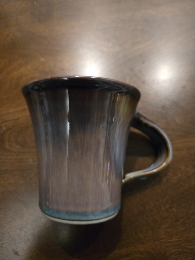 Multicolor Bill Campbell Art Pottery Tea Coffee Mug Blue  Drip Glaze Signed